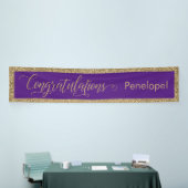 Gefeliciteerd Typografie Gold Glitter en Paarse Spandoek (Beurs)