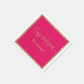 Gefeliciteerd Typografie Gold Glitter Raspberry Servet (Hoek)