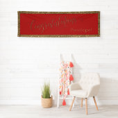 Gefeliciteerd Typografie Goud Glitter en Rood Spandoek (Insitu)