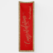Gefeliciteerd Typografie Goud Glitter en Rood Spandoek (Verticaal)