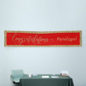 Gefeliciteerd Typografie Goud Glitter en Rood Spandoek (Beurs)