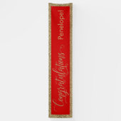 Gefeliciteerd Typografie Goud Glitter en Rood Spandoek (Verticaal)