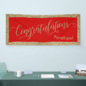 Gefeliciteerd Typografie Goud Glitter en Rood Spandoek (Beurs)