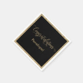 Gefeliciteerd Typografie Goud Glitter en Zwart Servet (Hoek)