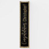 Gefeliciteerd Typografie Goud Glitter en Zwart Spandoek (Verticaal)