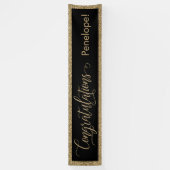 Gefeliciteerd Typografie Goud Glitter en Zwart Spandoek (Verticaal)