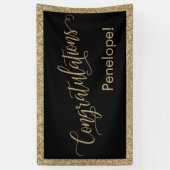 Gefeliciteerd Typografie Goud Glitter en Zwart Spandoek (Verticaal)
