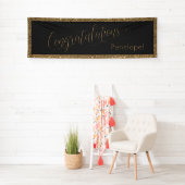Gefeliciteerd Typografie Goud Glitter en Zwart Spandoek (Insitu)