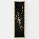 Gefeliciteerd Typografie Goud Glitter en Zwart Spandoek (Verticaal)