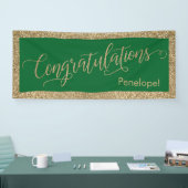 Gefeliciteerd Typografie Gouden Glitter en Groen Spandoek (Beurs)