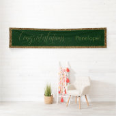 Gefeliciteerd Typografie Gouden Glitter en Groen Spandoek (Insitu)