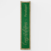 Gefeliciteerd Typografie Gouden Glitter en Groen Spandoek (Verticaal)