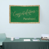 Gefeliciteerd Typografie Gouden Glitter en Groen Spandoek (Beurs)