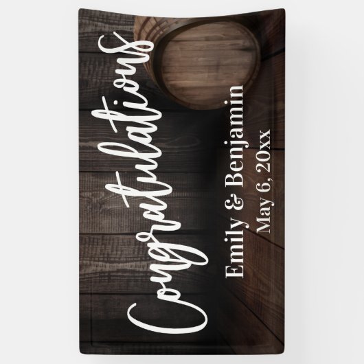 Gefeliciteerd Typografie, Wooden Barrel Spandoek (Verticaal)