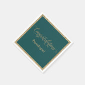 Gefeliciteerd Typography Gold Glitter Blauwgroen Servet (Hoek)