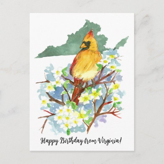 Gefeliciteerd uit Virginia Kardinaal Cornus  Briefkaart (Voorkant)