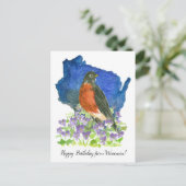 Gefeliciteerd uit Wisconsin Robin Violets Briefkaart (Staand voorkant)