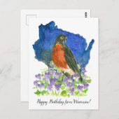 Gefeliciteerd uit Wisconsin Robin Violets Briefkaart (Voorkant / Achterkant)