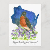 Gefeliciteerd uit Wisconsin Robin Violets Briefkaart (Voorkant)