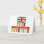 Gefeliciteerd Union Jack Cats Kaart (Gele Bloem)