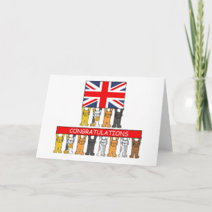 Gefeliciteerd Union Jack Cats Kaart