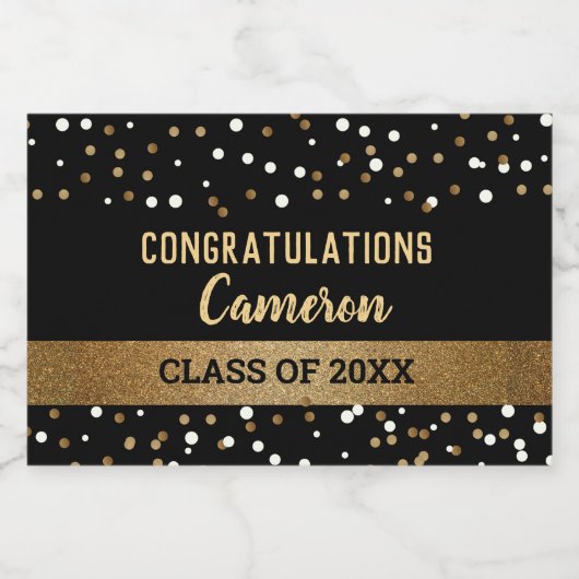 Gefeliciteerd Universiteit Afstuderen Naam en Jaar Sparkling Wijnetiket (Enkel label)