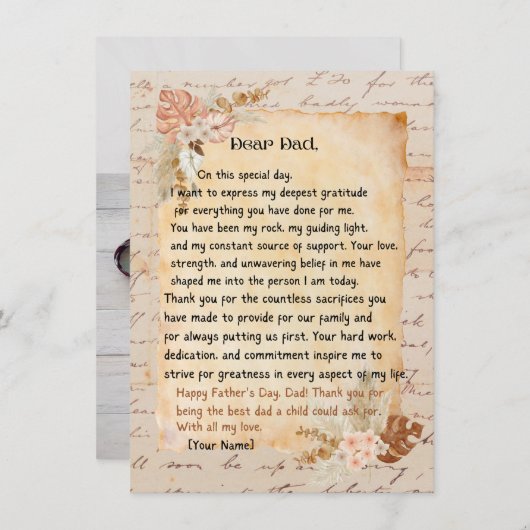 Gefeliciteerd Vader kaart (Voorkant / Achterkant)