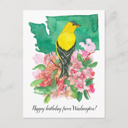 Gefeliciteerd vanuit Washington Goldfinch Bloem Briefkaart (Voorkant)