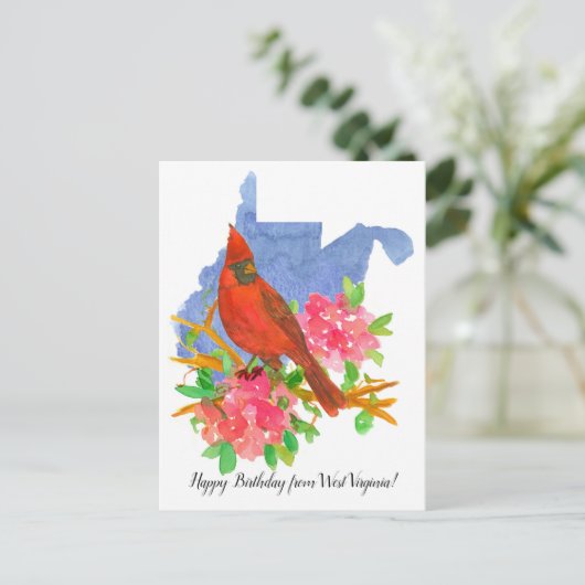 Gefeliciteerd vanuit West Virginia Cardinal Flower Briefkaart (Staand voorkant)