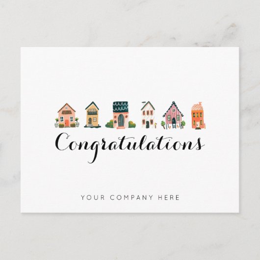 Gefeliciteerd vastgoed nieuwe huiseigenaar briefkaart (Voorkant)