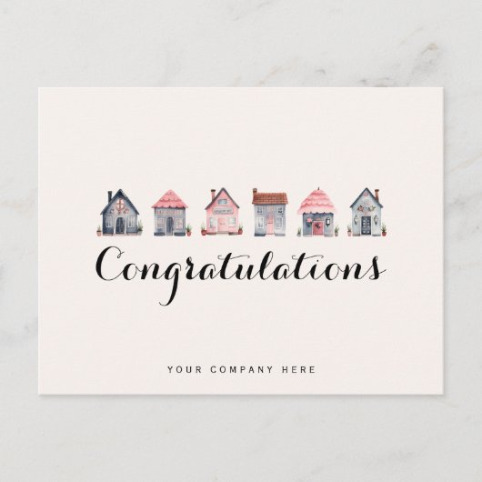Gefeliciteerd vastgoed nieuwe huiseigenaar briefkaart (Voorkant)