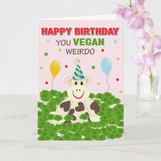 Gefeliciteerd Vegan Weirdo Kaart (Orchidee)