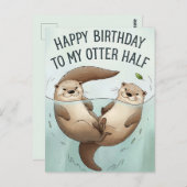 Gefeliciteerd verjaardag aan mijn otter helft grap briefkaart (Voorkant / Achterkant)