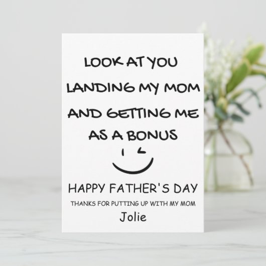 Gefeliciteerd verjaardag aan stiefvader bedankkaart (Staand voorkant)