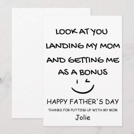 Gefeliciteerd verjaardag aan stiefvader bedankkaart (Voorkant / Achterkant)