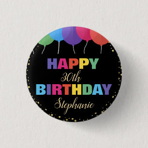 Gefeliciteerd Verjaardag Aangepast Jaar Naam Kleur Ronde Button 3,2 Cm