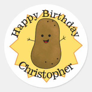 Gefeliciteerd Verjaardag Aangepaste Aardappel  Ronde Sticker