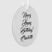 Gefeliciteerd Verjaardag aangepaste naam elegante  Ornament (voorkant)