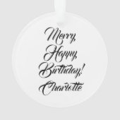 Gefeliciteerd Verjaardag aangepaste naam elegante  Ornament (achterkant)