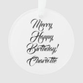 Gefeliciteerd Verjaardag aangepaste naam elegante  Ornament (voorkant)