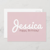 Gefeliciteerd verjaardag, aanpasbare naam | Roze g Briefkaart (Voorkant / Achterkant)