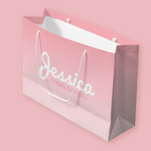 Gefeliciteerd Verjaardag, Aanpasbare Naam Roze R Groot Cadeauzakje