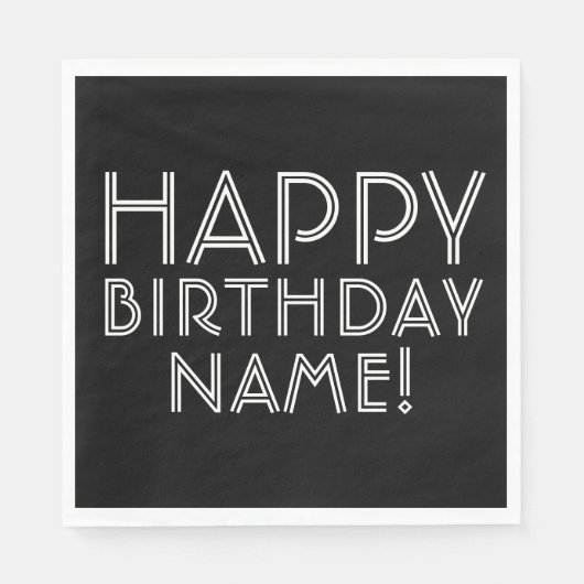 Gefeliciteerd verjaardag & aanpasbare naam   servet (Voorkant)