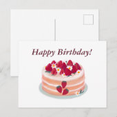 Gefeliciteerd Verjaardag Aardbeien Fruit Cake en B Briefkaart (Voorkant / Achterkant)