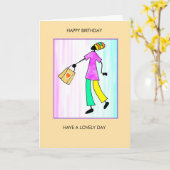 Gefeliciteerd Verjaardag, Afrikaanse Mode Dame Kaart (Gele Bloem)