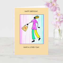 Gefeliciteerd Verjaardag, Afrikaanse Mode Dame Kaart