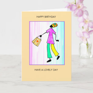 Gefeliciteerd Verjaardag, Afrikaanse Mode Dame Kaart