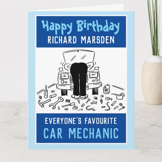 Gefeliciteerd Verjaardag Automechanicien Kaart (Voorkant)