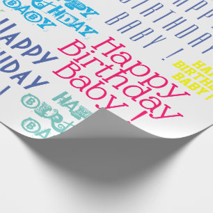 Gefeliciteerd Verjaardag Baby Persoonlijke Naam en Cadeaupapier