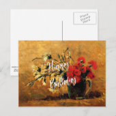 Gefeliciteerd verjaardag, beroemd bloemenschilderi briefkaart (Voorkant / Achterkant)